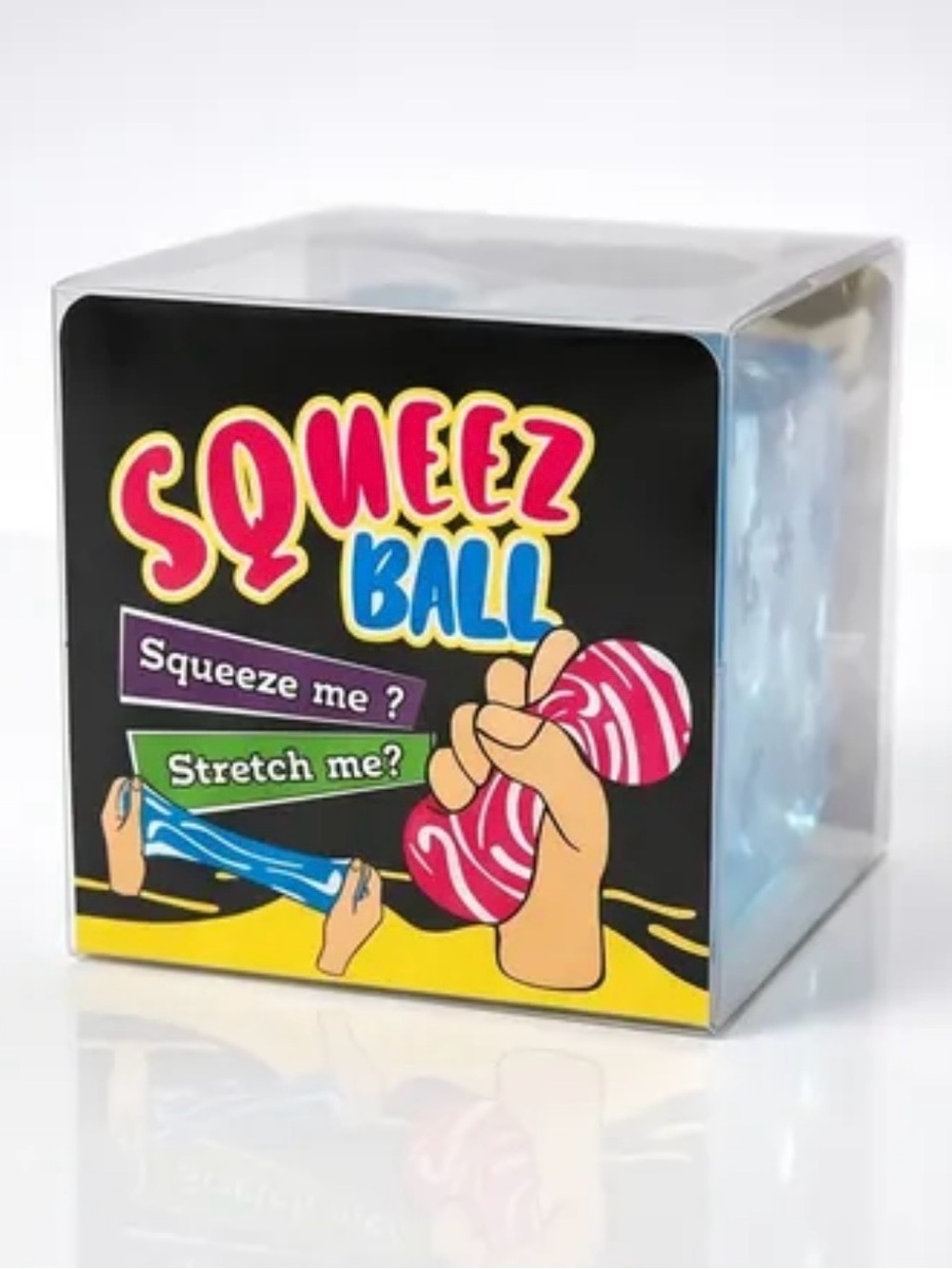 Squeez Ball- Squishy Stress Cube Fidget Toy in Blue & White Tie-Dye Pattern, NIB